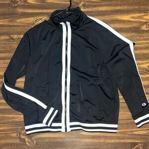 Champion Track Suit Jacket Black/White Stripe Women’s Size Medium Zip Up